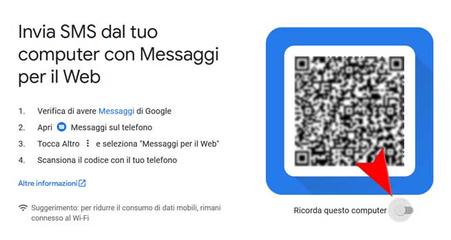 sms web con Android Messaggi